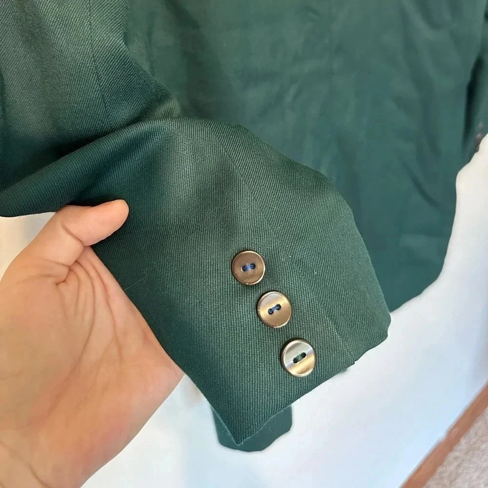 Pendleton Vintage Wool Blazer Jacket Women’s Size 14 Green Classic Lined Buttons